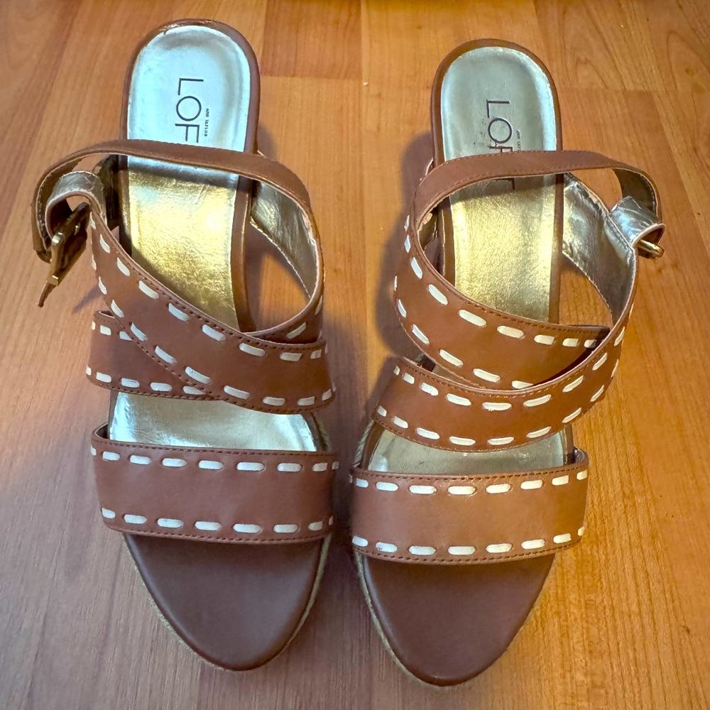 Ann Taylor LOFT platform strappy leather sandals